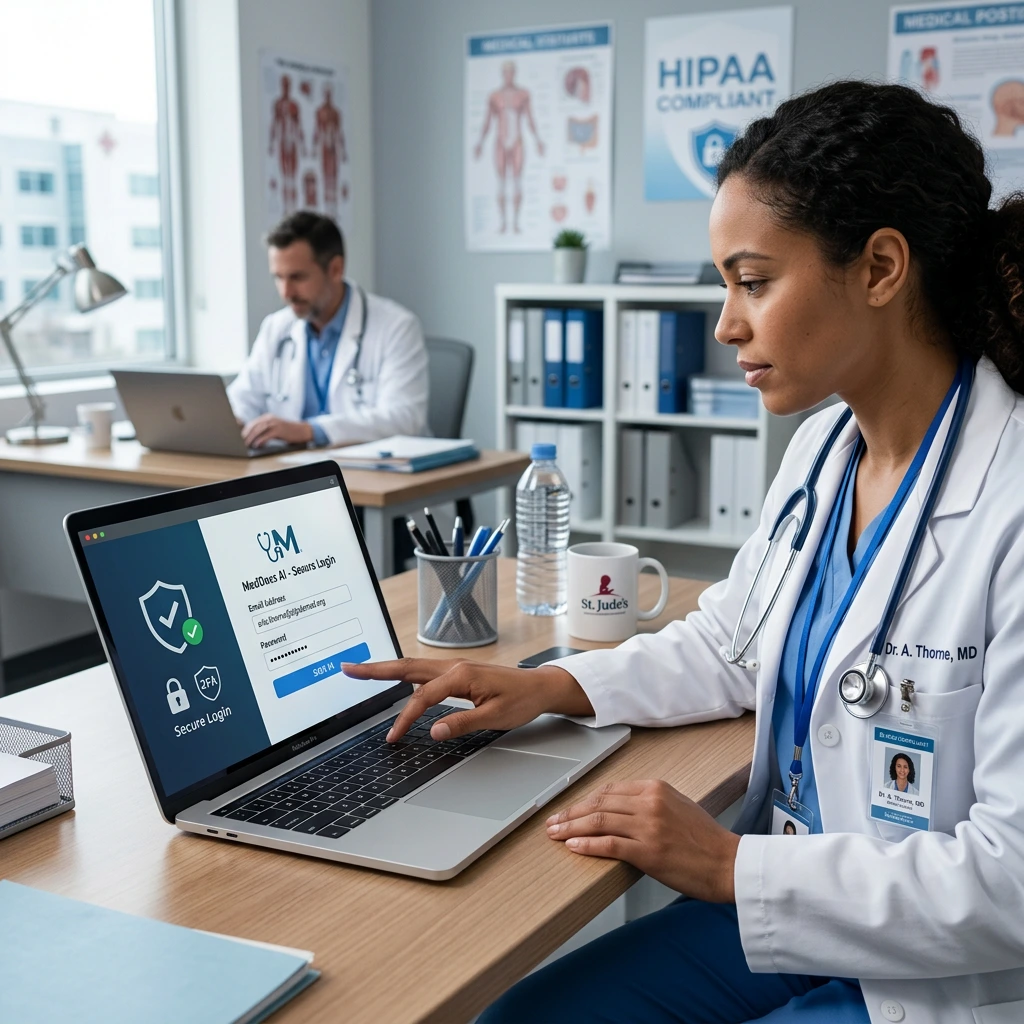 Healthcare professional using Freed AI for AI medical documentation during a patient consultation