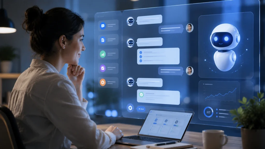 Conversational AI Design: The Complete Guide to Building Human-Centered AI Experiences in 2026 5 Trust-focused conversational AI assistant helping a user through a digital support experience