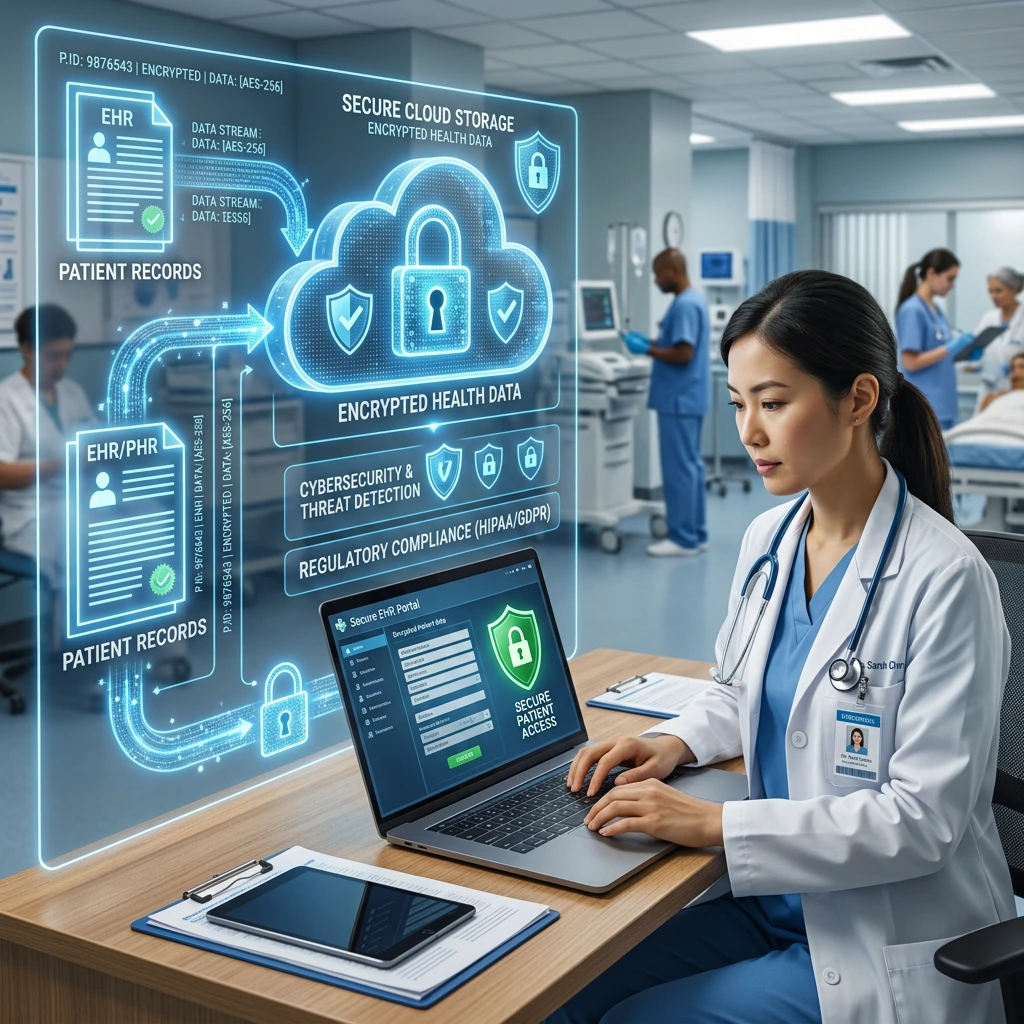 Freed AI Login page accessed securely by a healthcare professional