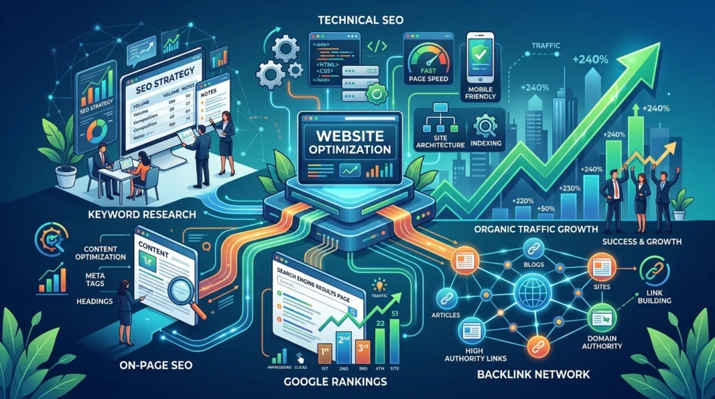 Digital marketing strategy showing SEO, content marketing, social media, email marketing, and online business growth by Pricedigi Solutions