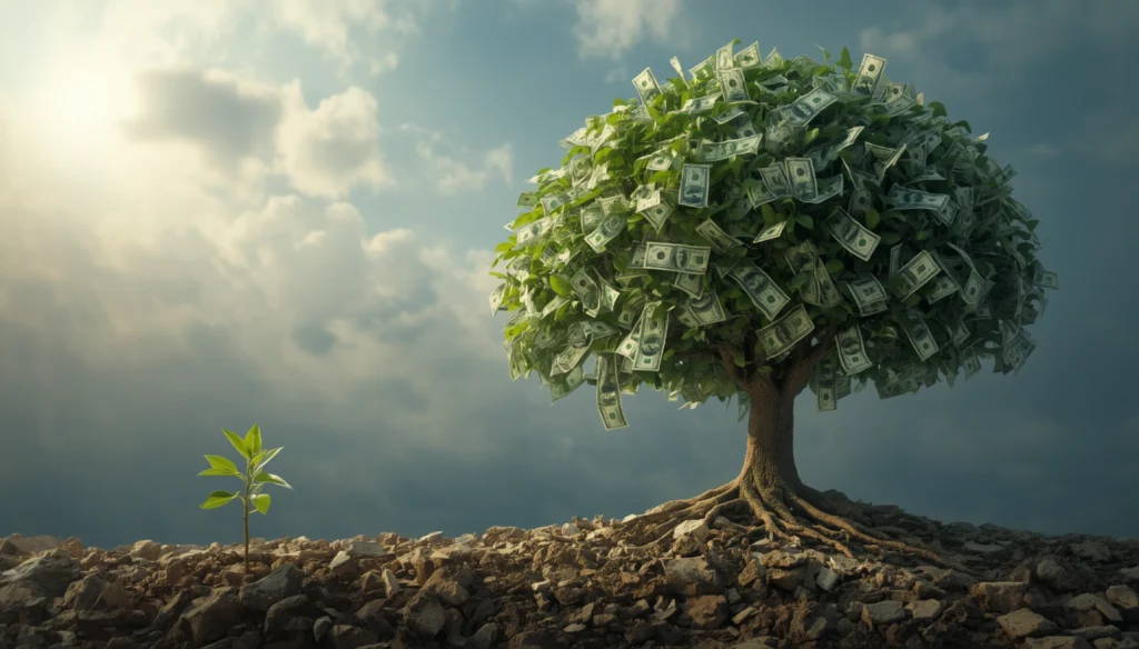 Professional investor reviewing stock market performance and long-term investment strategy on multiple financial dashboards