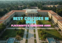 Students attending an orientation program at a prestigious Indian university campus with modern classrooms, lush green surroundings, realistic photography.