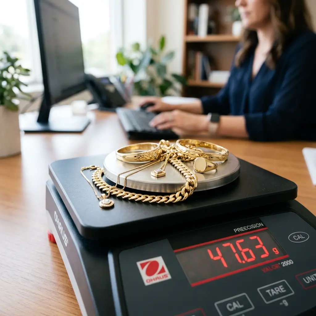 Complete Muthoot Fincorp Gold Loan Guide: Interest Rates, Eligibility & How to Apply (2026) 2 Gold jewellery evaluation for a secured loan